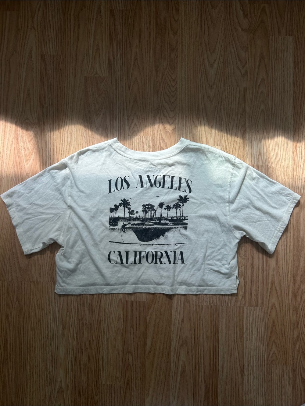 California Graphic Crop Tee - White with Black Print